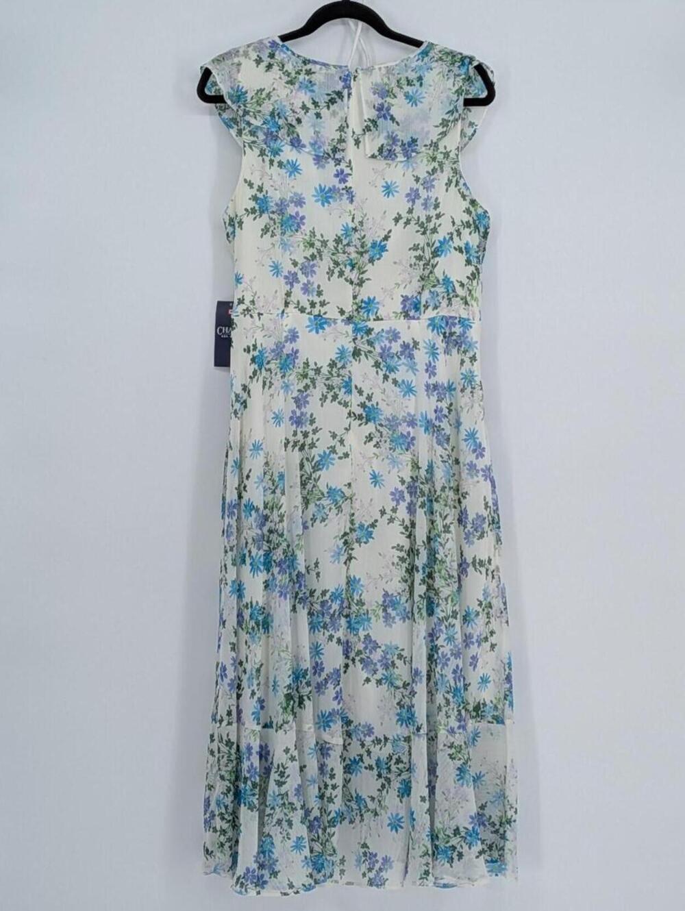 NEW Chaps Ralph Lauren $79 Size 12 White Blue Green Teal Floral Faux Wrap Dress - Picture 7 of 16